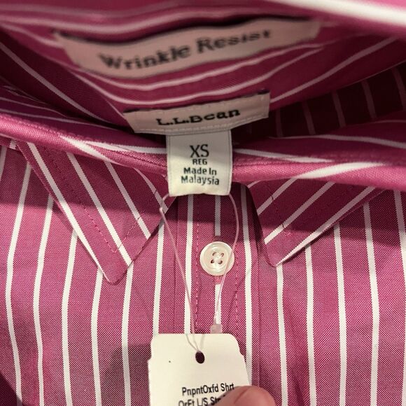 L.L. Bean Women's Striped Dark Fuchsia Long Sleeve Size XS 100% Cotton - Picture 7 of 8